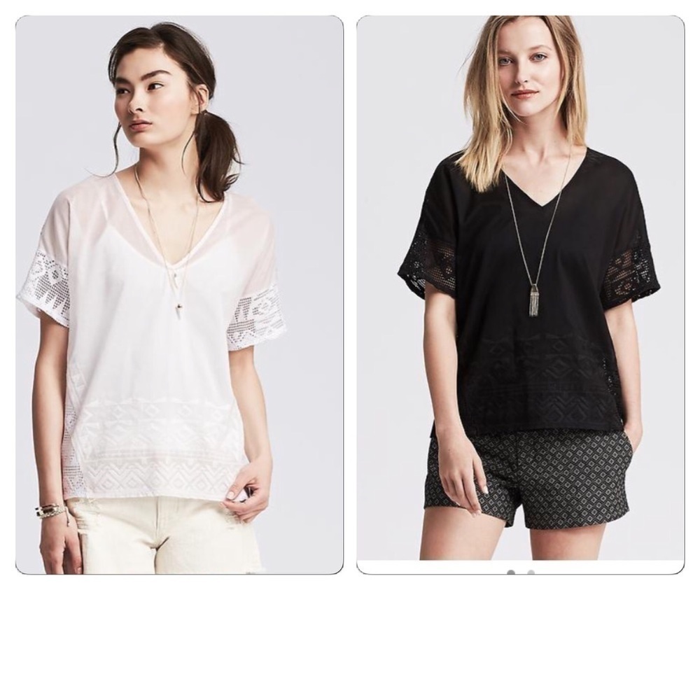 New - BR embroidered top in black